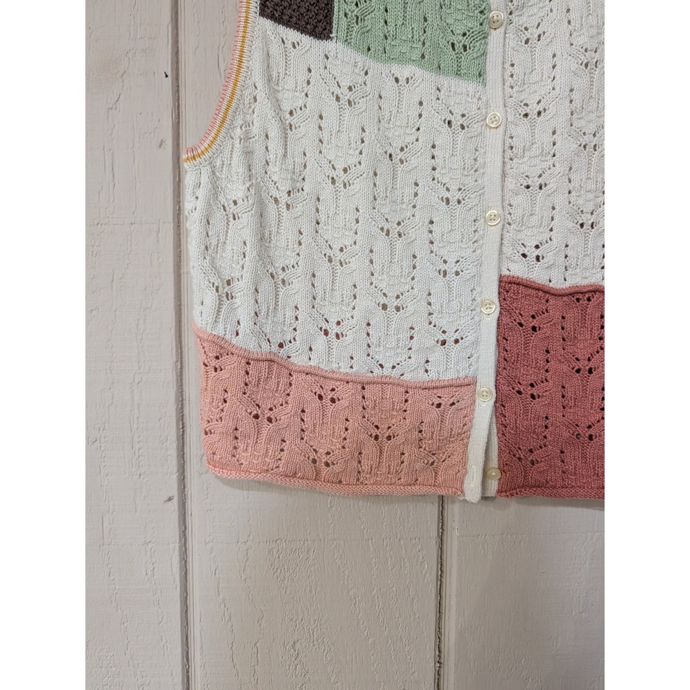 American Eagle Patchwork Pointelle Knit Button Fr… - image 5